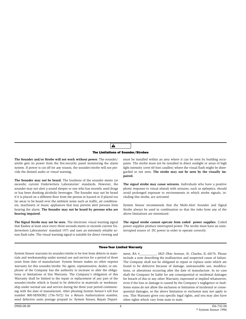 System Sensor PS12_24ADA Series Strobes with Mini-sounder User Manual | Page 4 / 4