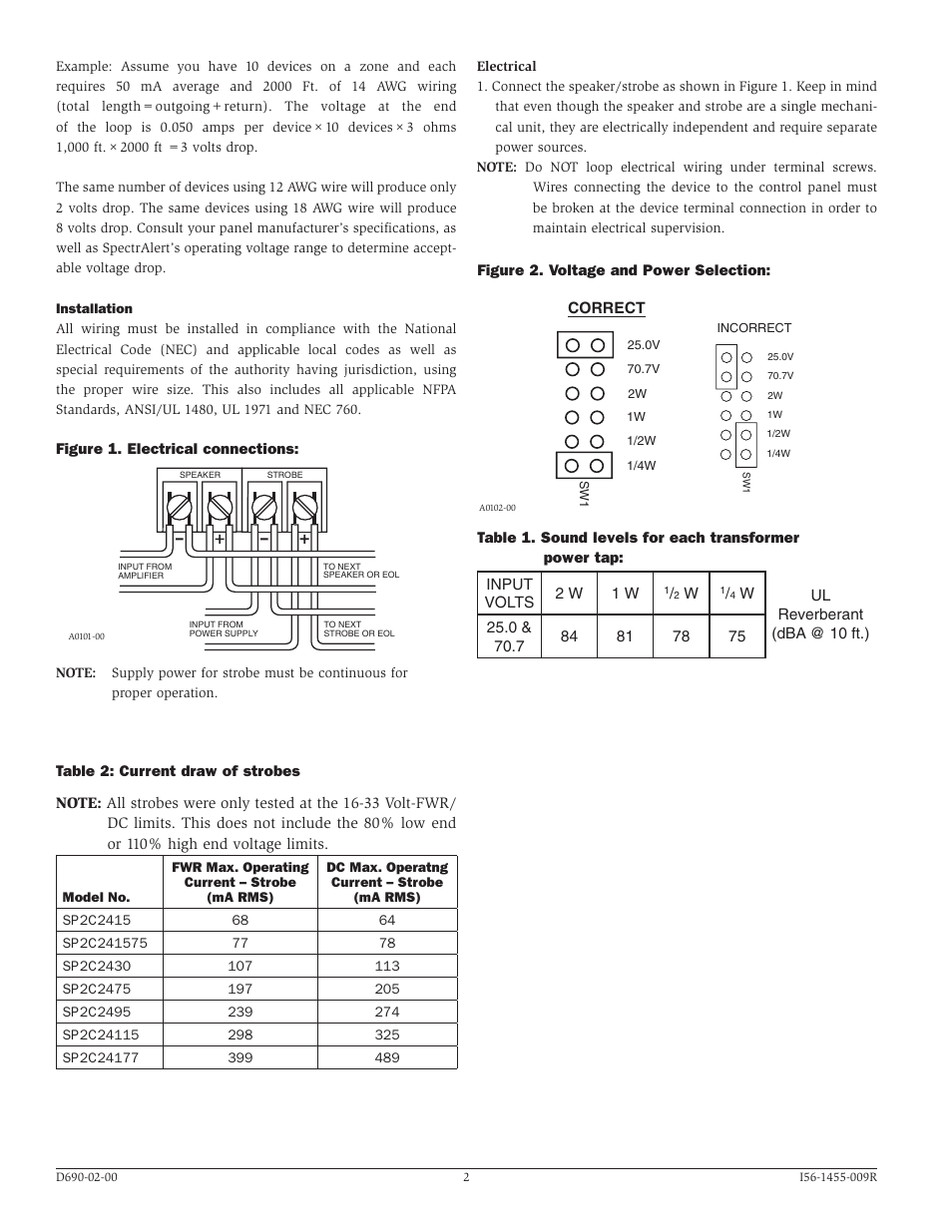 System Sensor SP2C Series Ceiling Mount Speaker_Strobes User Manual | Page 2 / 4