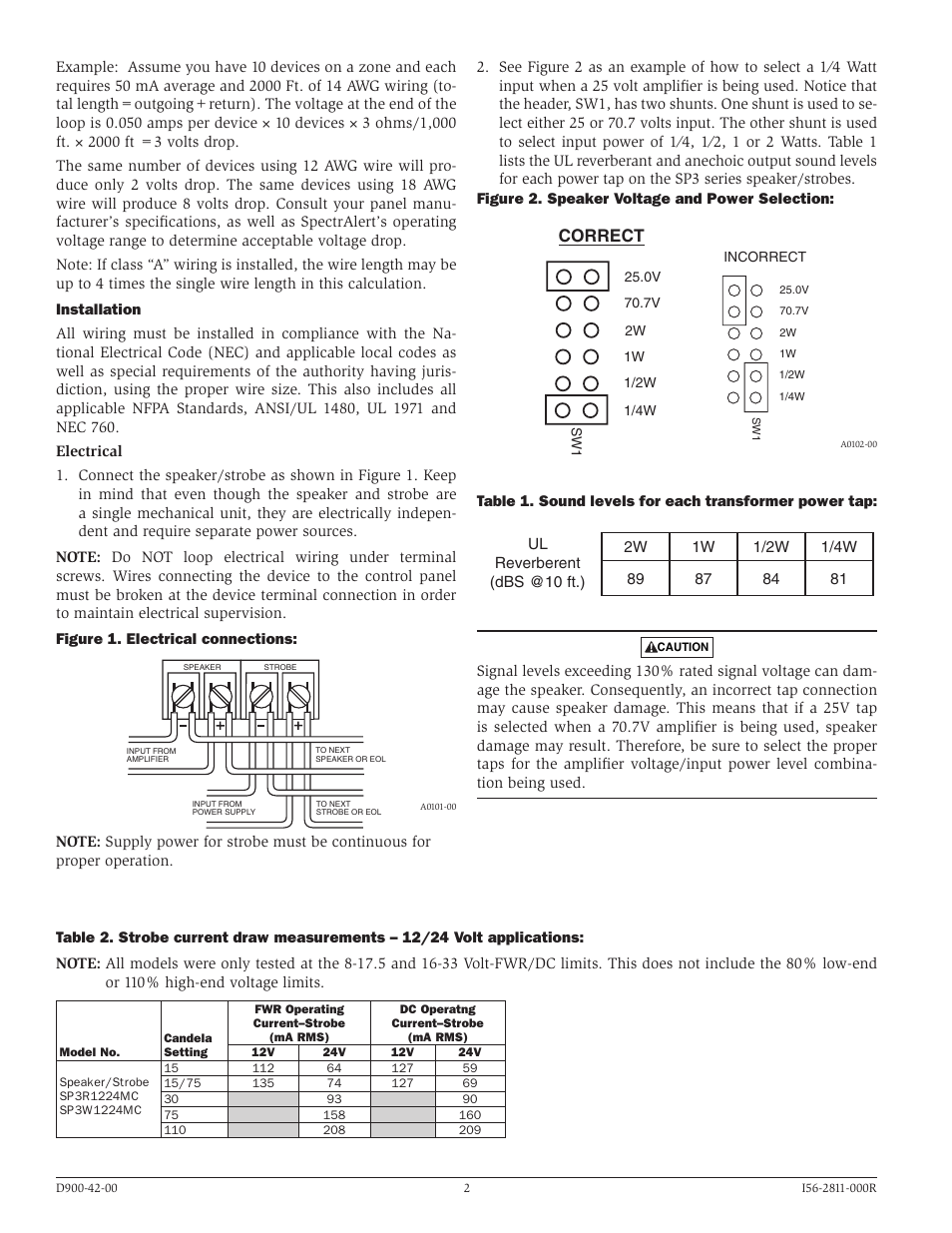 Correct | System Sensor SP3R1224MC and SP3W1224MC User Manual | Page 2 / 4