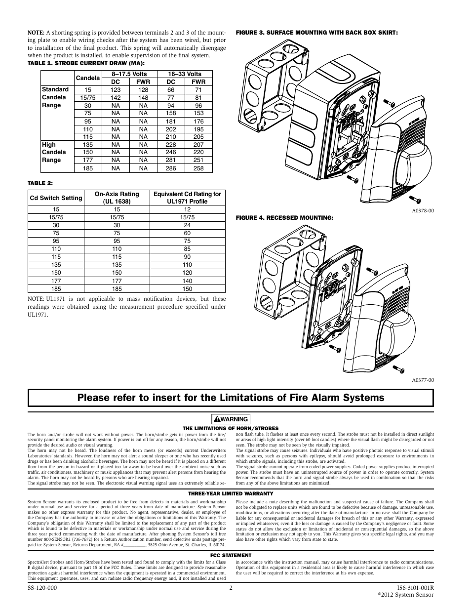 System Sensor SW-ALERT and SWH-ALERT User Manual | Page 2 / 2