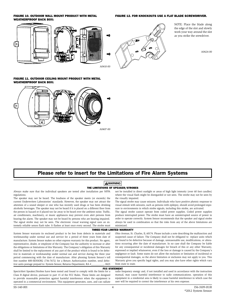 System Sensor SPS and SPSV series Wall and Ceiling speaker_strobes User Manual | Page 4 / 4