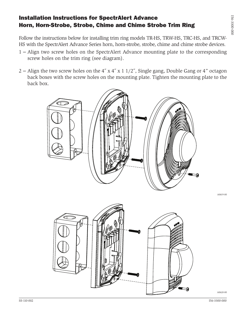System Sensor TR-HS, TRC-HS, TRW-HS and TRCW-HS User Manual | 1 page