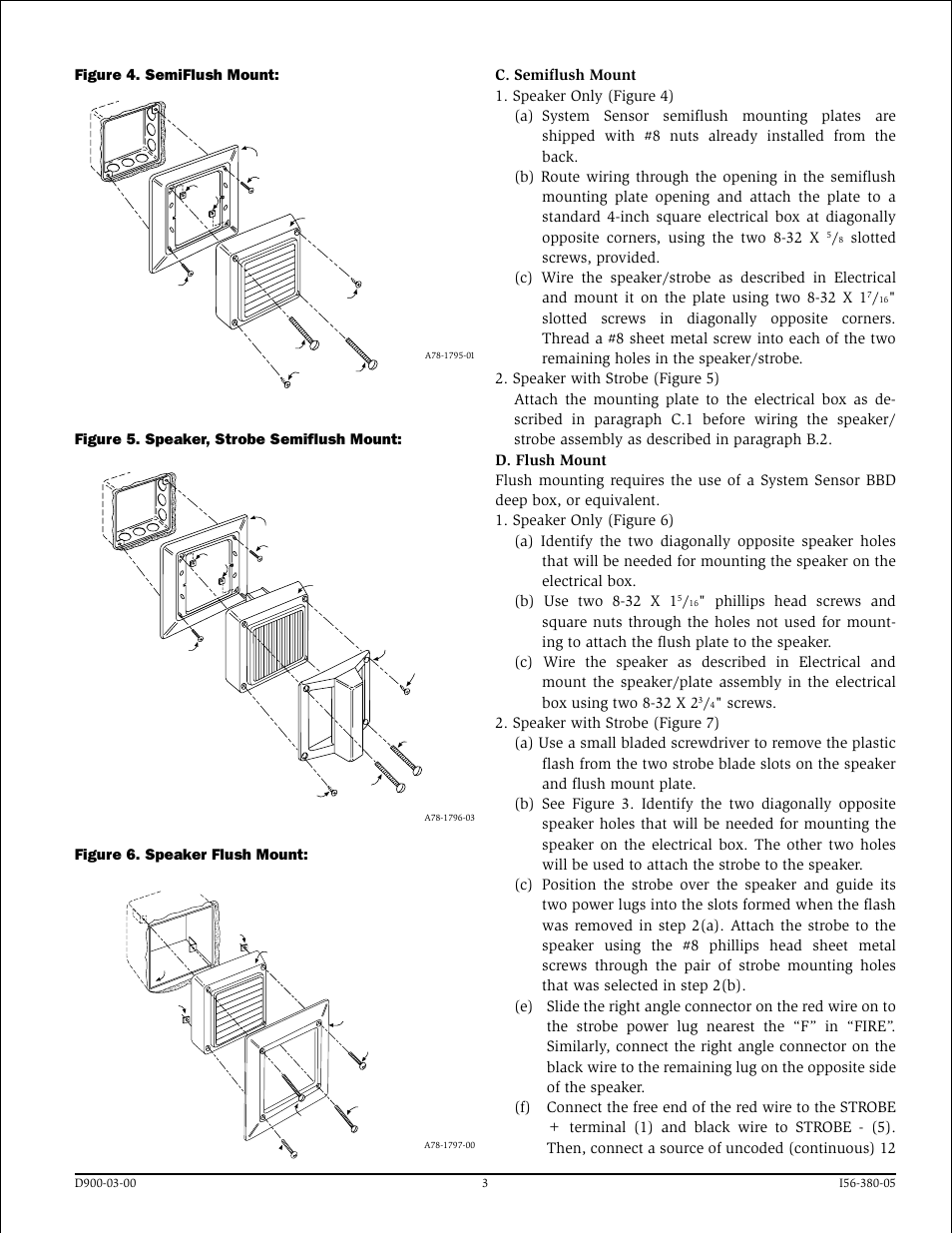 Figure 4. semiflush mount | System Sensor V400B and V400R Speakers User Manual | Page 3 / 4