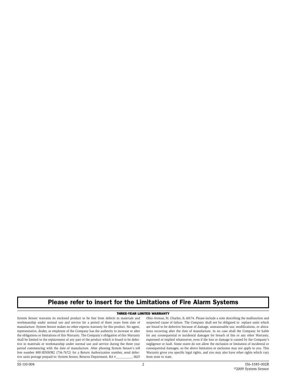 System Sensor WTP-SP and WTP-SPW Weatherproof Plate User Manual | Page 2 / 2