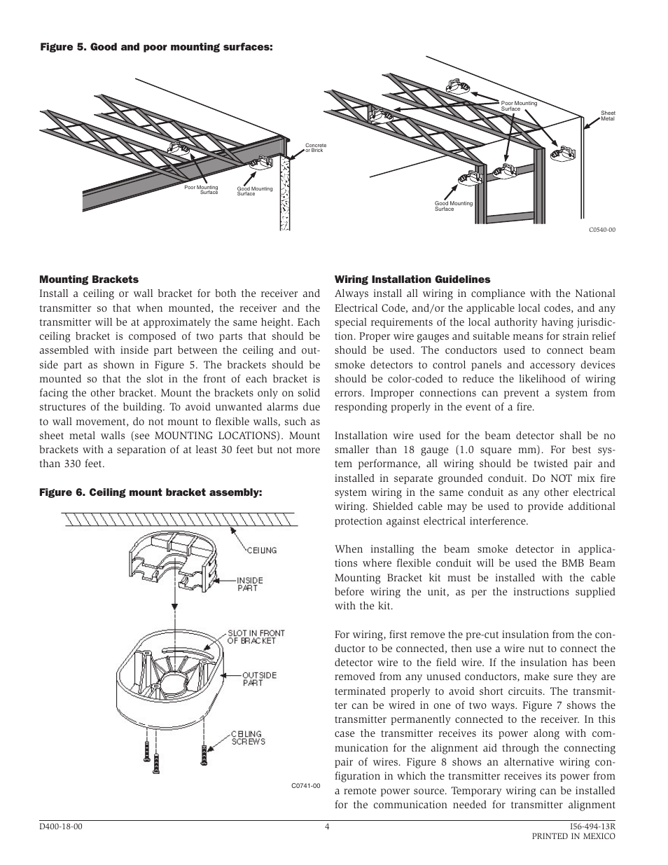 Figure 5. good and poor mounting surfaces | System Sensor 6424 Projected Beam Type User Manual | Page 4 / 12