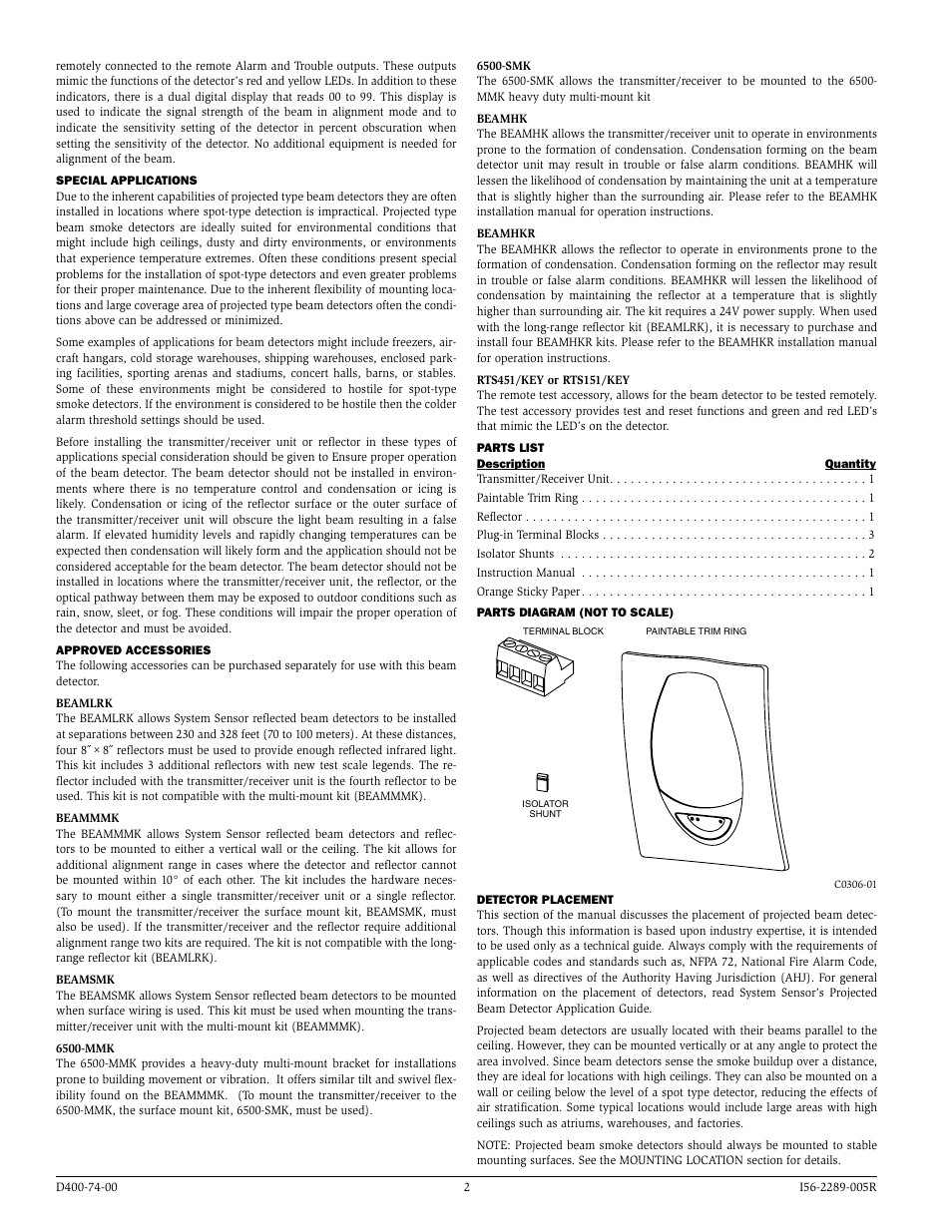 System Sensor BEAM200 and BEAM200S User Manual | Page 2 / 15