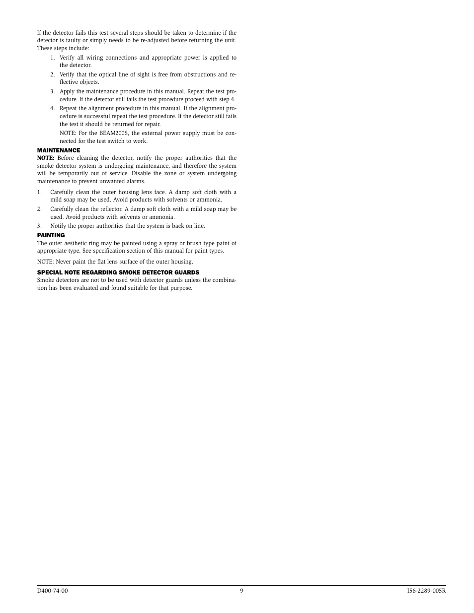 System Sensor BEAM200 and BEAM200S User Manual | Page 9 / 15