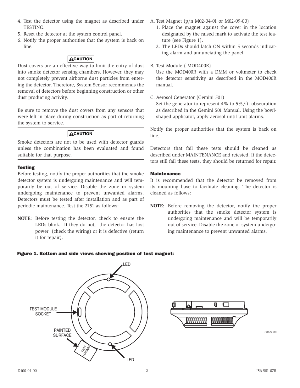 System Sensor 2151 - OLD STYLE User Manual | Page 2 / 4