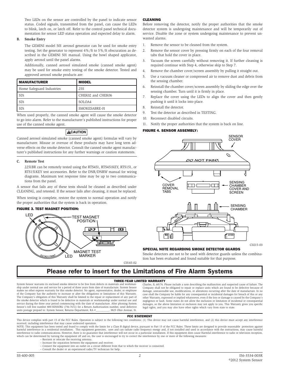 System Sensor 2251BR User Manual | Page 2 / 2