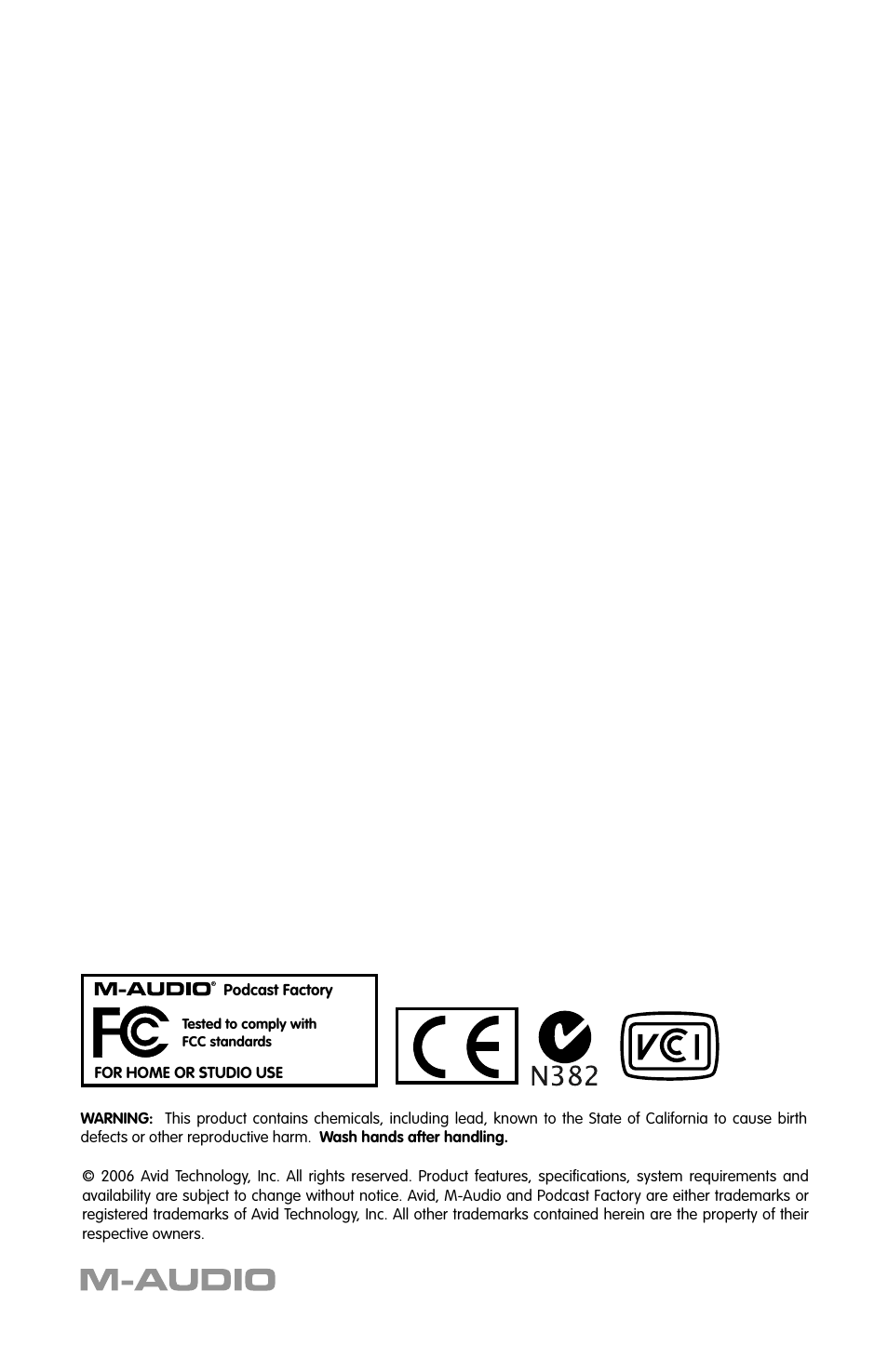 M-AUDIO Podcast Factory User Manual | Page 9 / 9