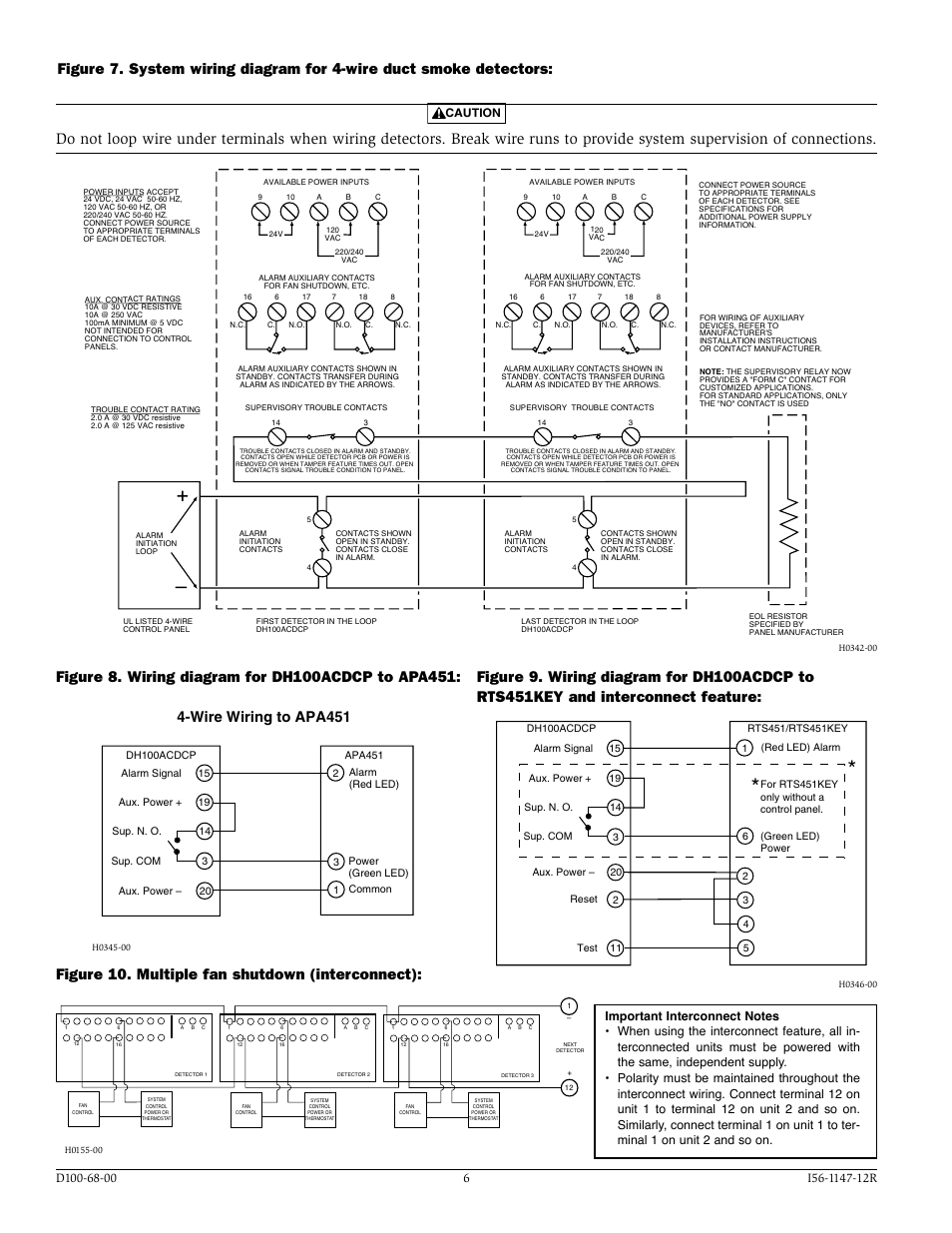 Figure 10. multiple fan shutdown (interconnect), Wire wiring to apa451 | System Sensor DH100ACDCP User Manual | Page 6 / 8