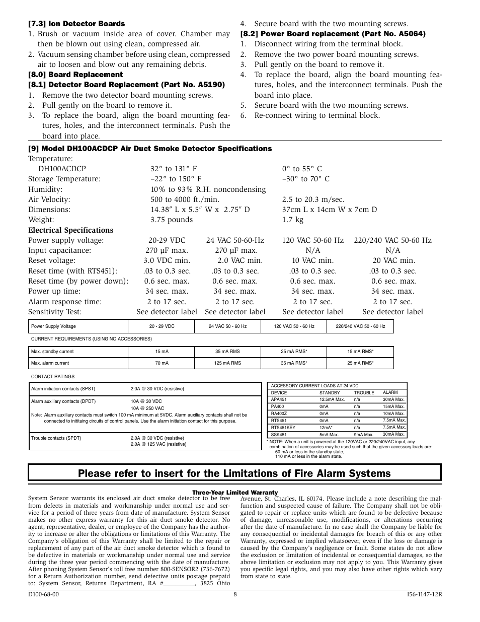 System Sensor DH100ACDCP User Manual | Page 8 / 8