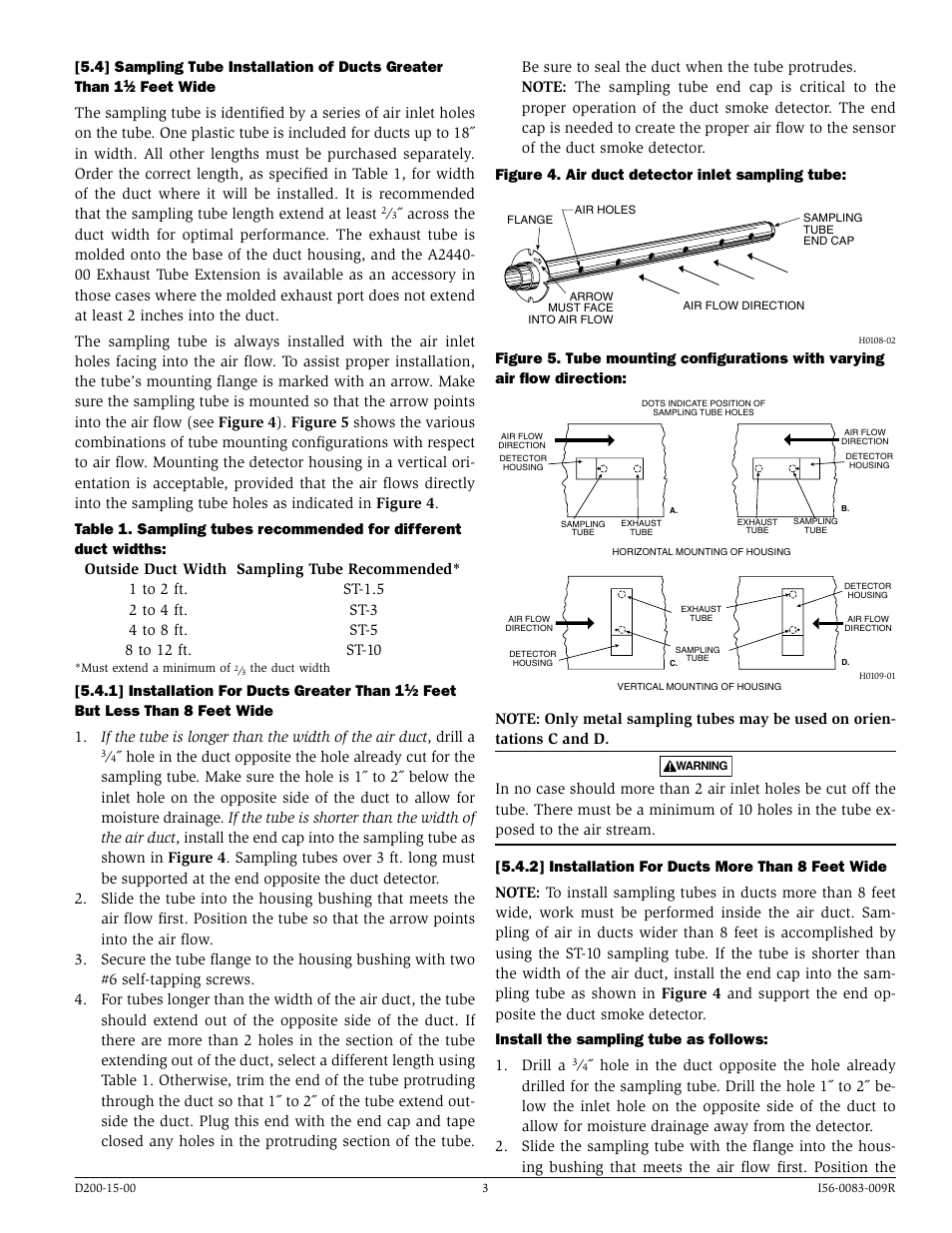 1] installation for ducts greater than 1 | System Sensor DH100LP User Manual | Page 3 / 8