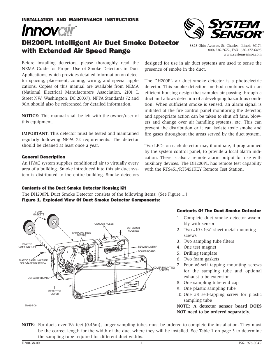 System Sensor DH200PL User Manual | 8 pages