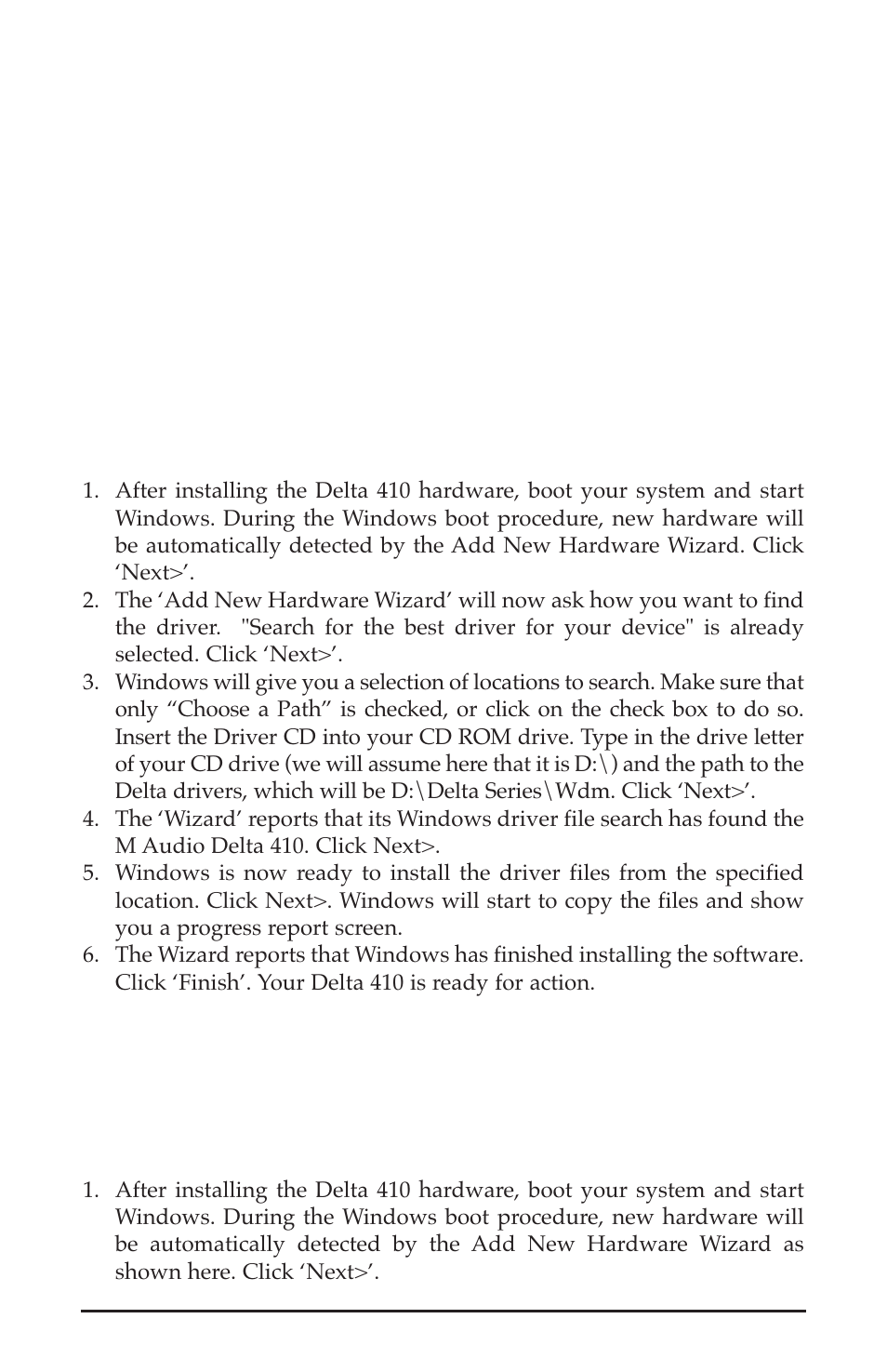 Delta driver software installation - for pc | M-AUDIO Delta 410 User Manual | Page 7 / 56
