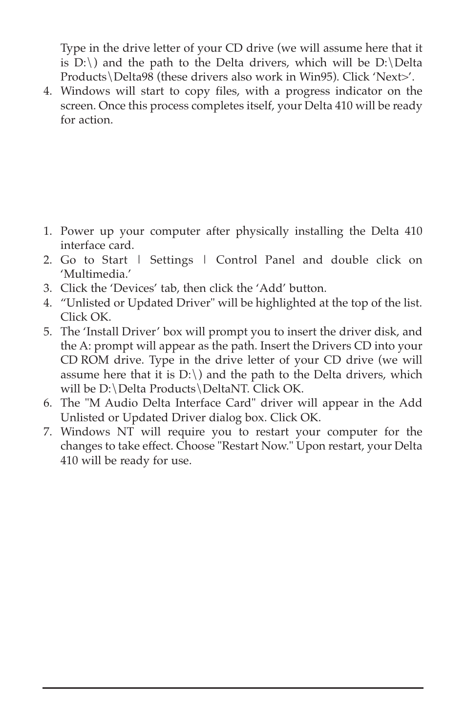 Verifying windows driver installation | M-AUDIO Delta 410 User Manual | Page 9 / 56