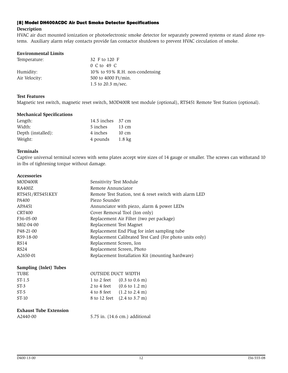 System Sensor DH400ACDCI User Manual | Page 12 / 16