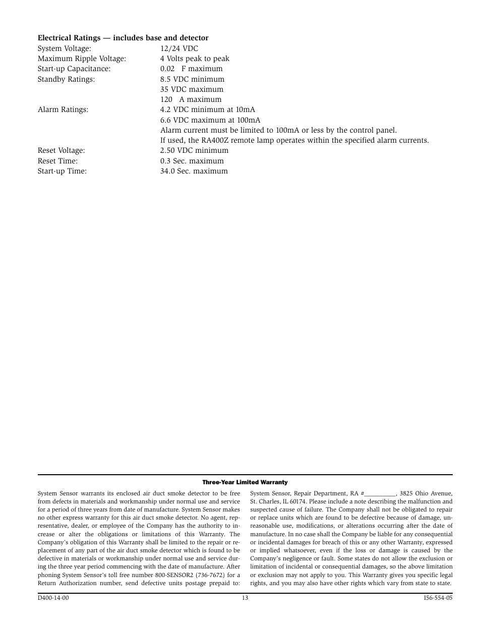 System Sensor DH400P User Manual | Page 13 / 16