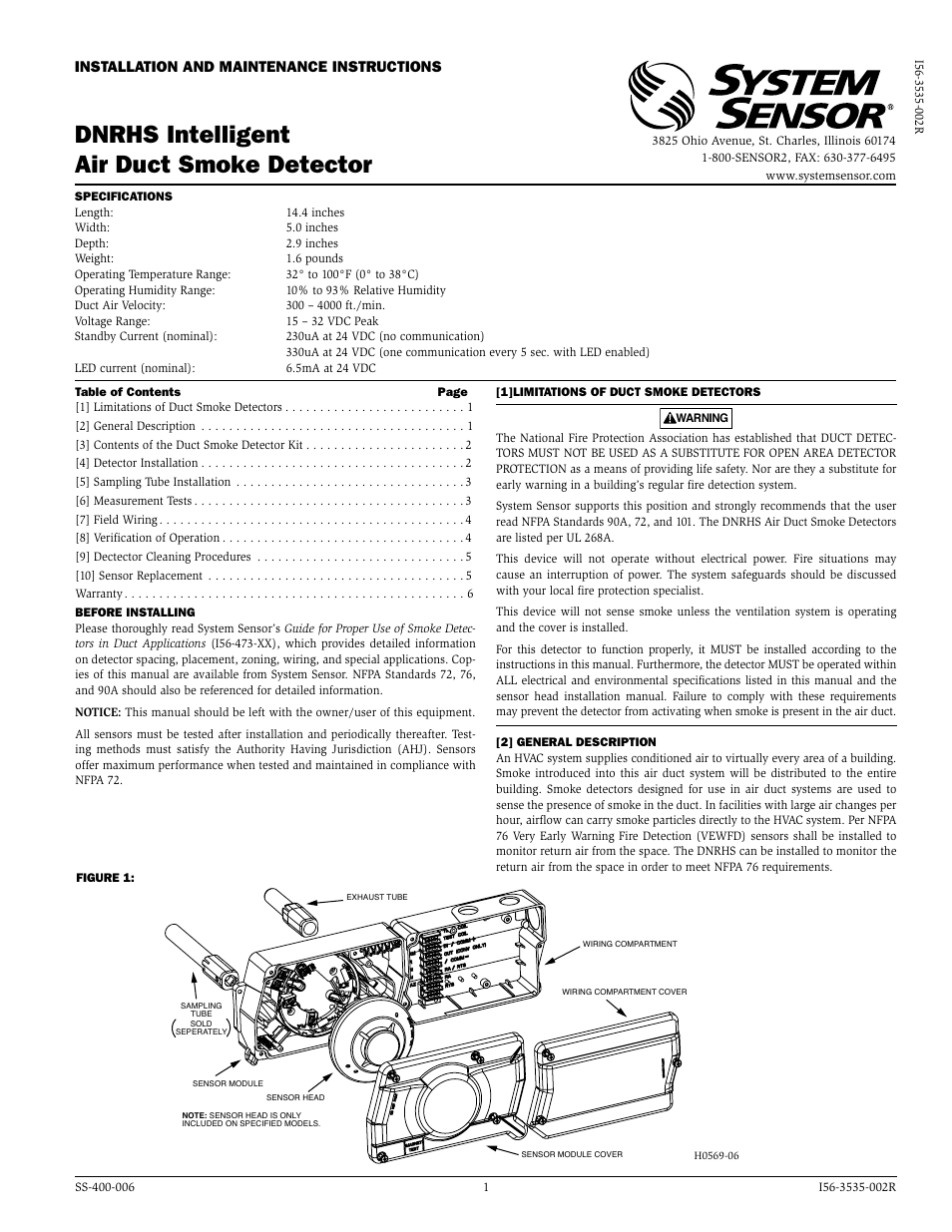 System Sensor DNRHS User Manual | 8 pages