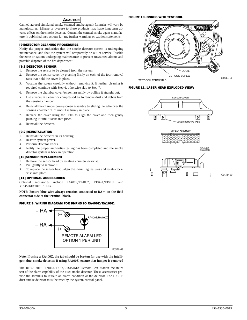 Ra + ra, Remote alarm led option 1 per unit | System Sensor DNRHS User Manual | Page 5 / 8
