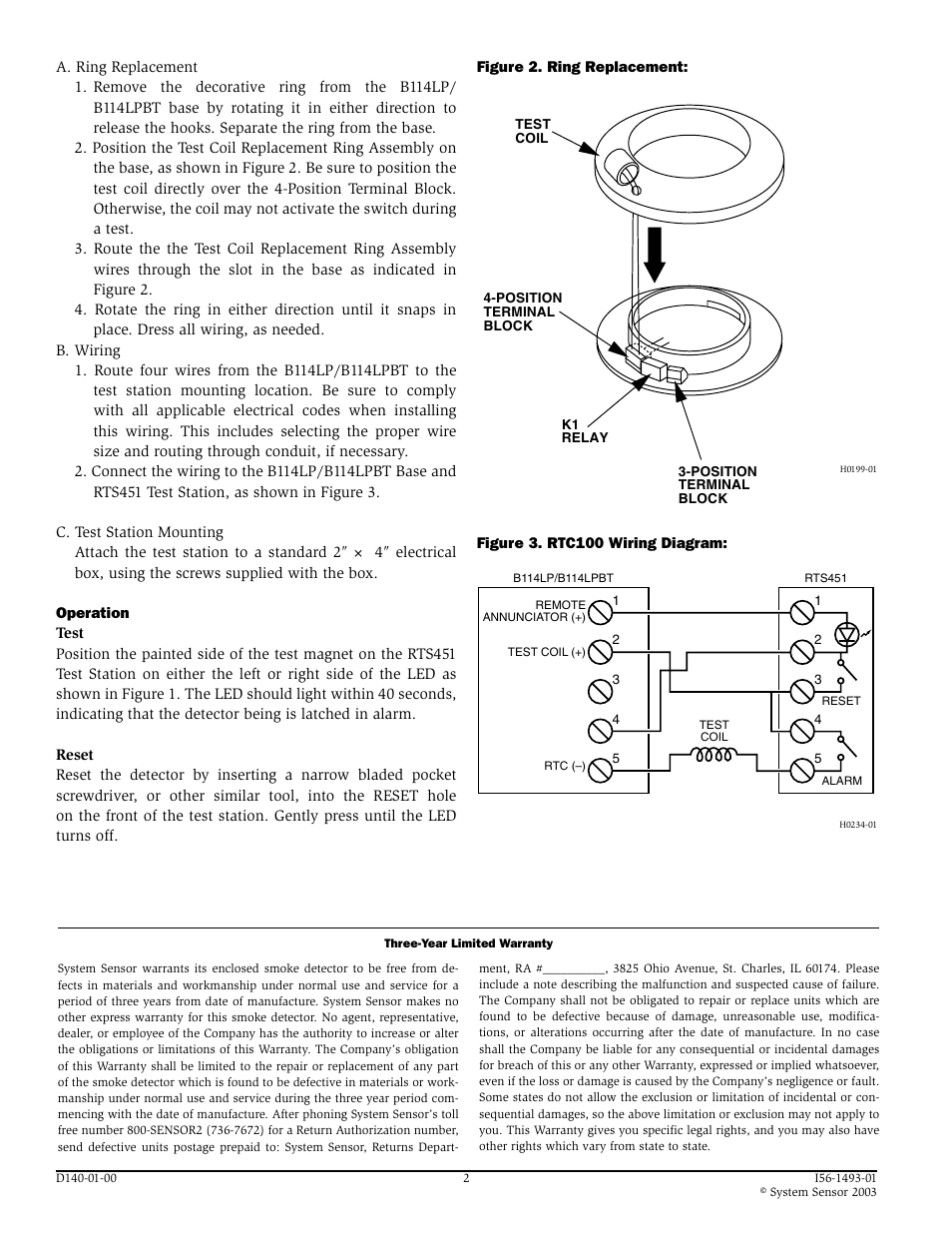 System Sensor RTC100 User Manual | Page 2 / 2