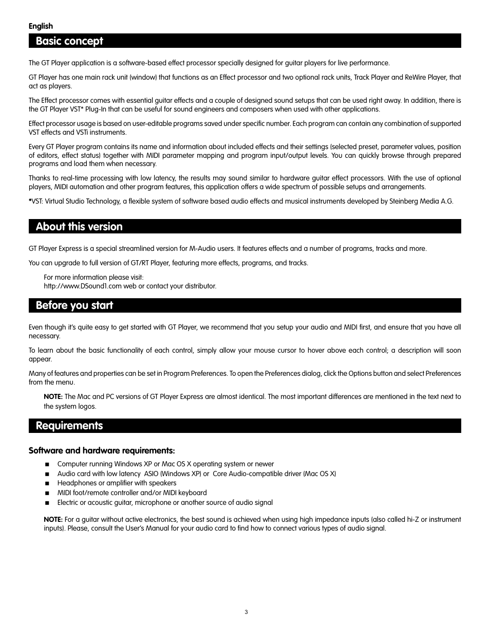 M-AUDIO GT Player Express User Manual | 8 pages