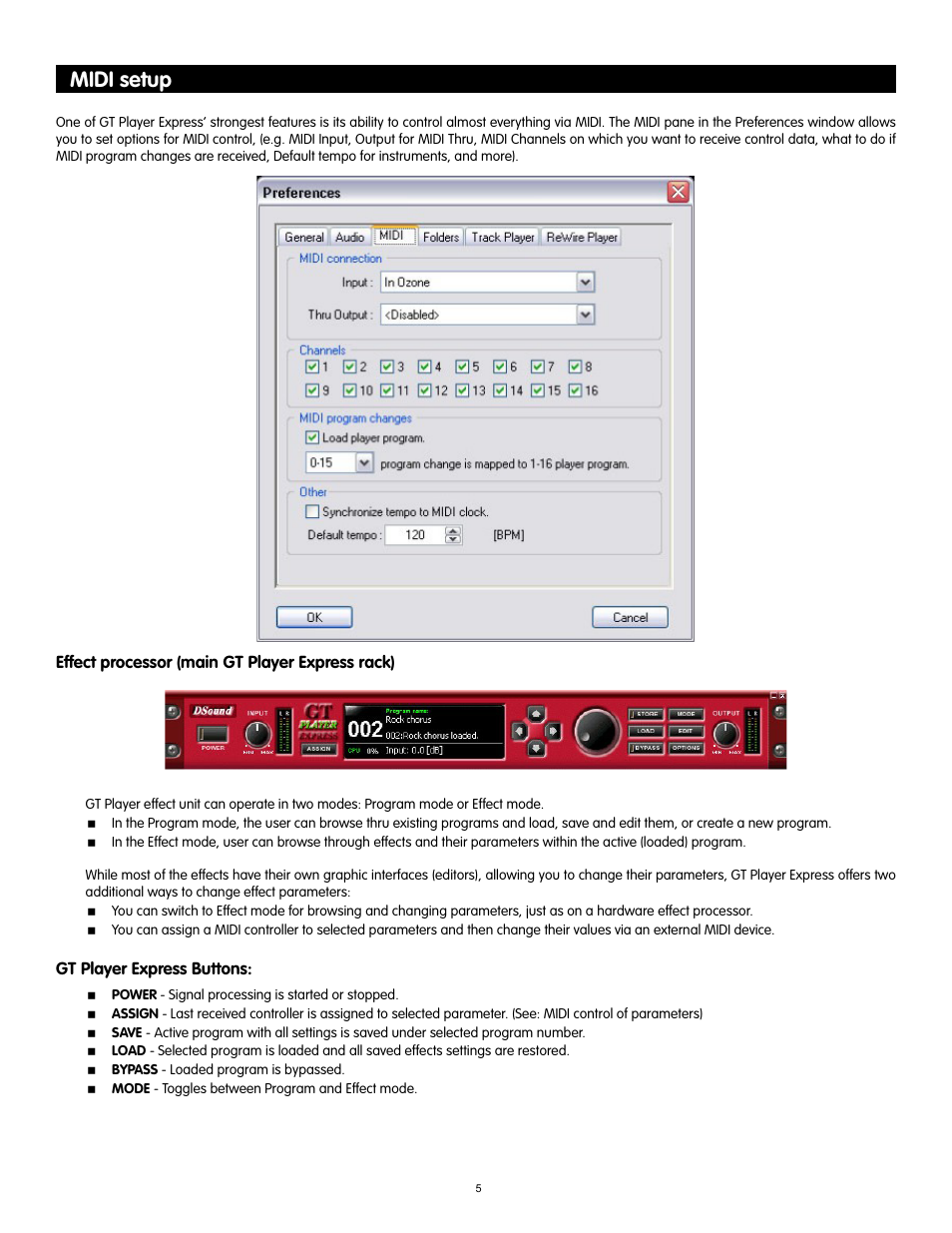 Midi setup | M-AUDIO GT Player Express User Manual | Page 3 / 8