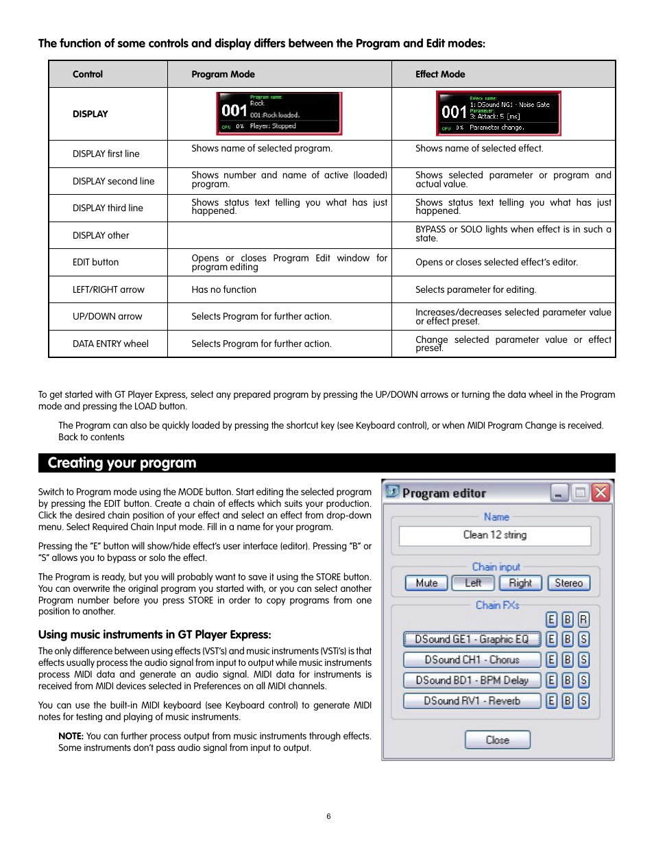 Creating your program | M-AUDIO GT Player Express User Manual | Page 4 / 8