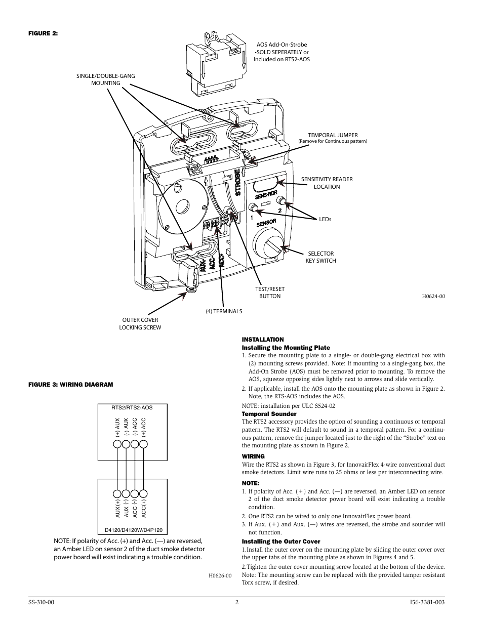 System Sensor RTS-AOS User Manual | Page 2 / 4