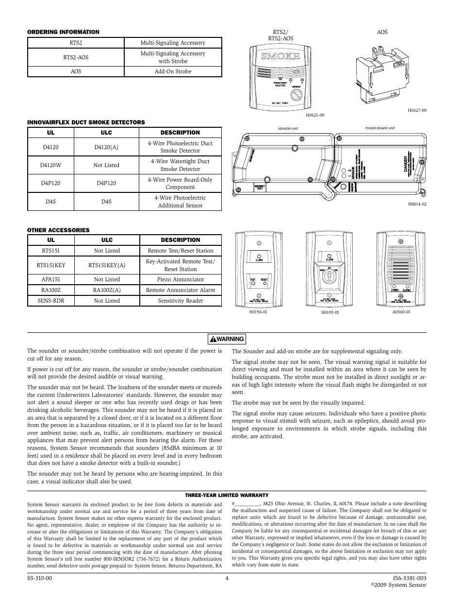 System Sensor RTS-AOS User Manual | Page 4 / 4