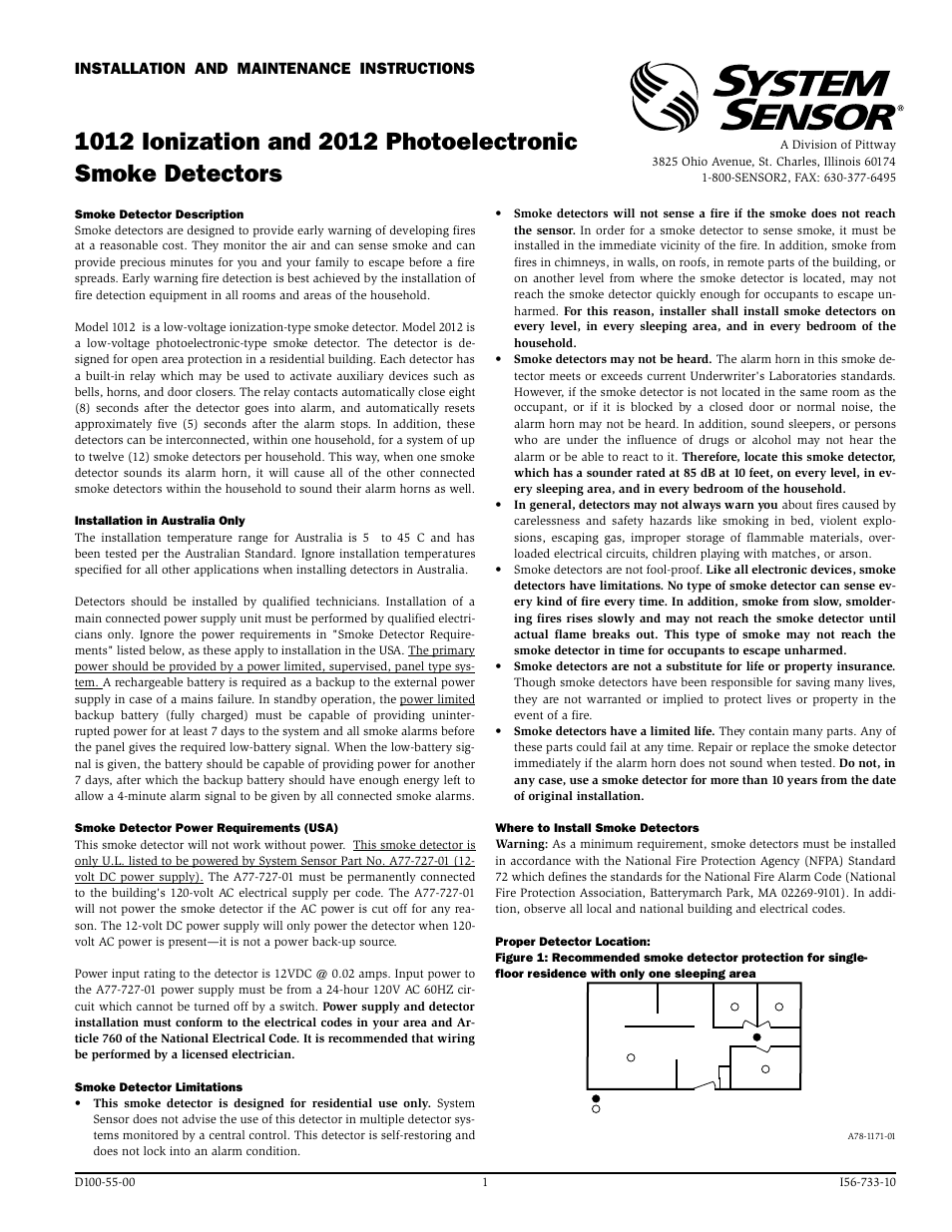 System Sensor 2012H Photoelectronic User Manual | 4 pages