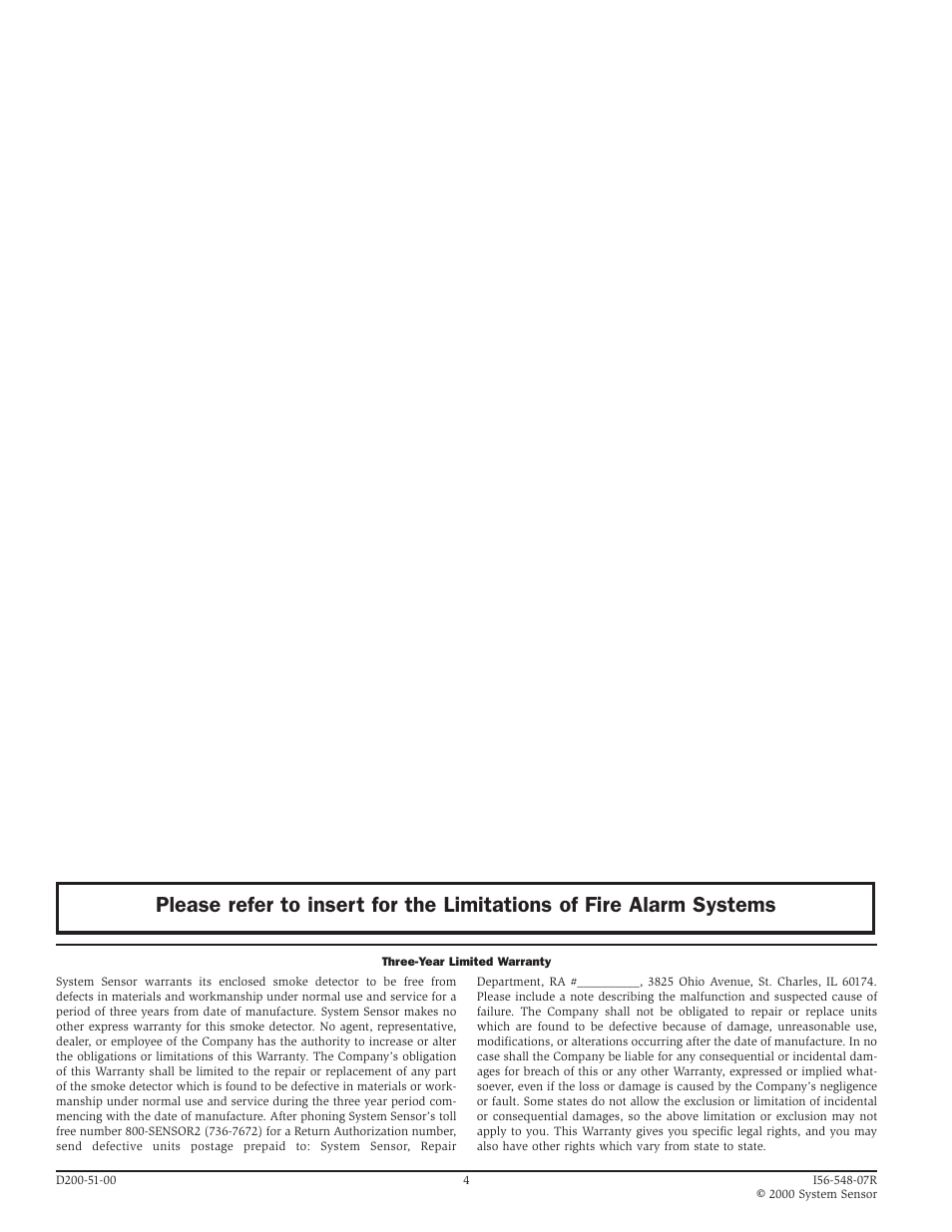 System Sensor 1251 Plug-in Intelligent User Manual | Page 4 / 4