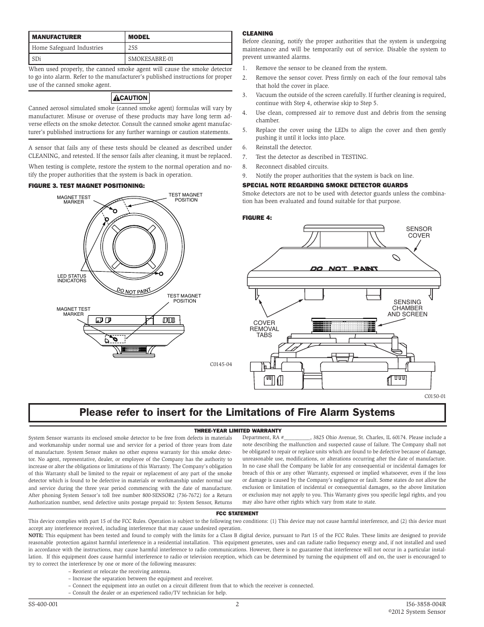 System Sensor 1251B Plug-in Intelligent User Manual | Page 2 / 2