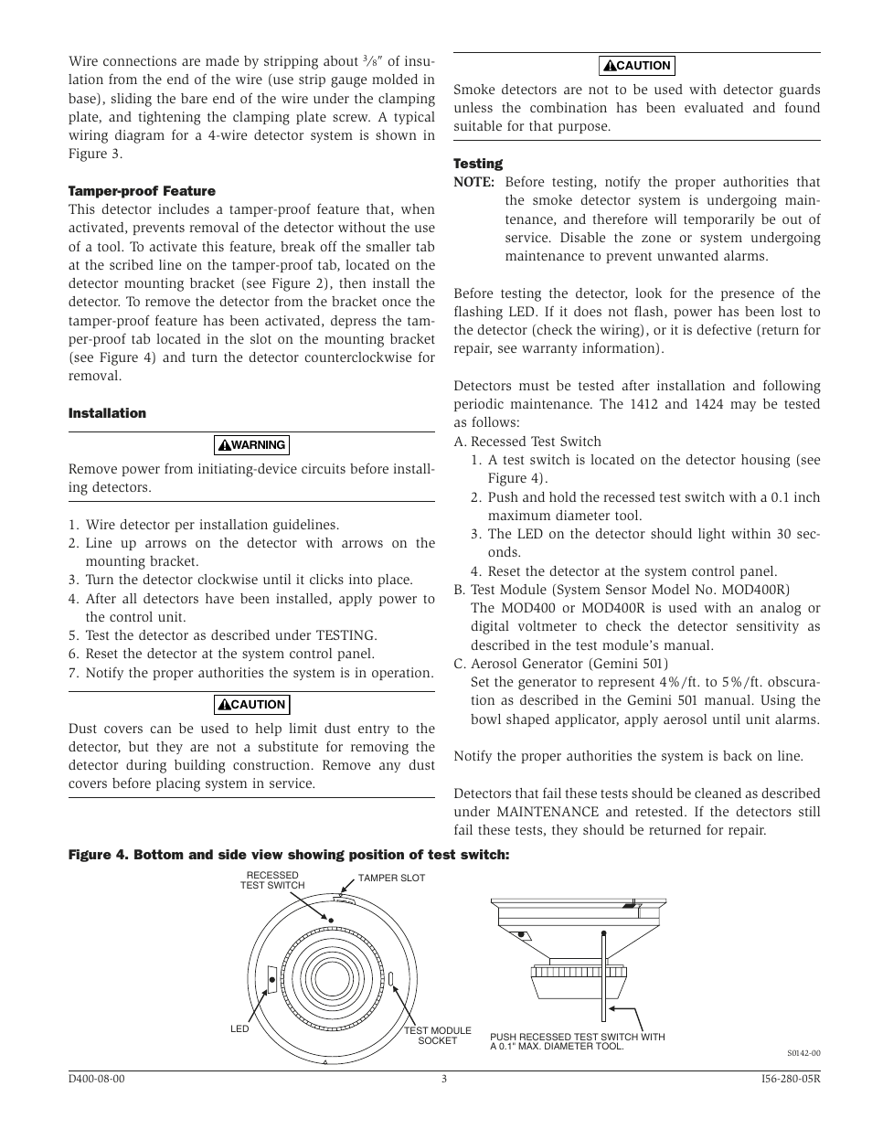 System Sensor 1412B and 1424 Direct Wire User Manual | Page 3 / 4
