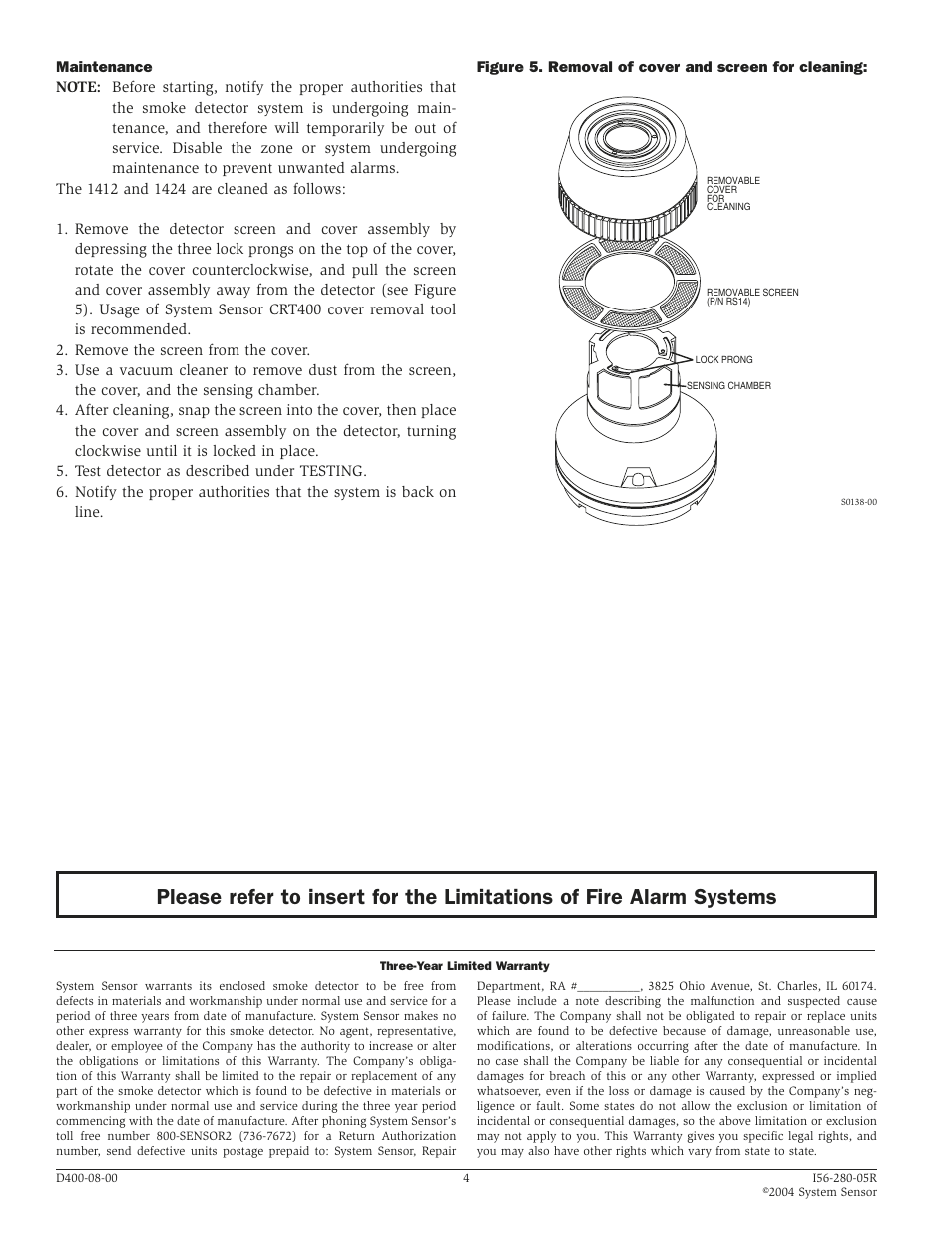 System Sensor 1412B and 1424 Direct Wire User Manual | Page 4 / 4