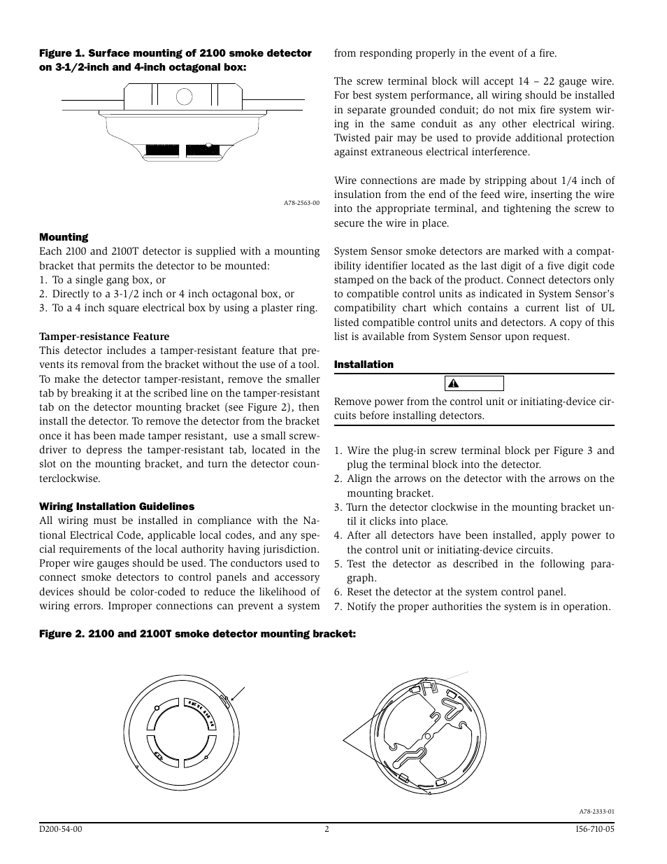 System Sensor 2100 and 2100T Photoelectronic User Manual | Page 2 / 4