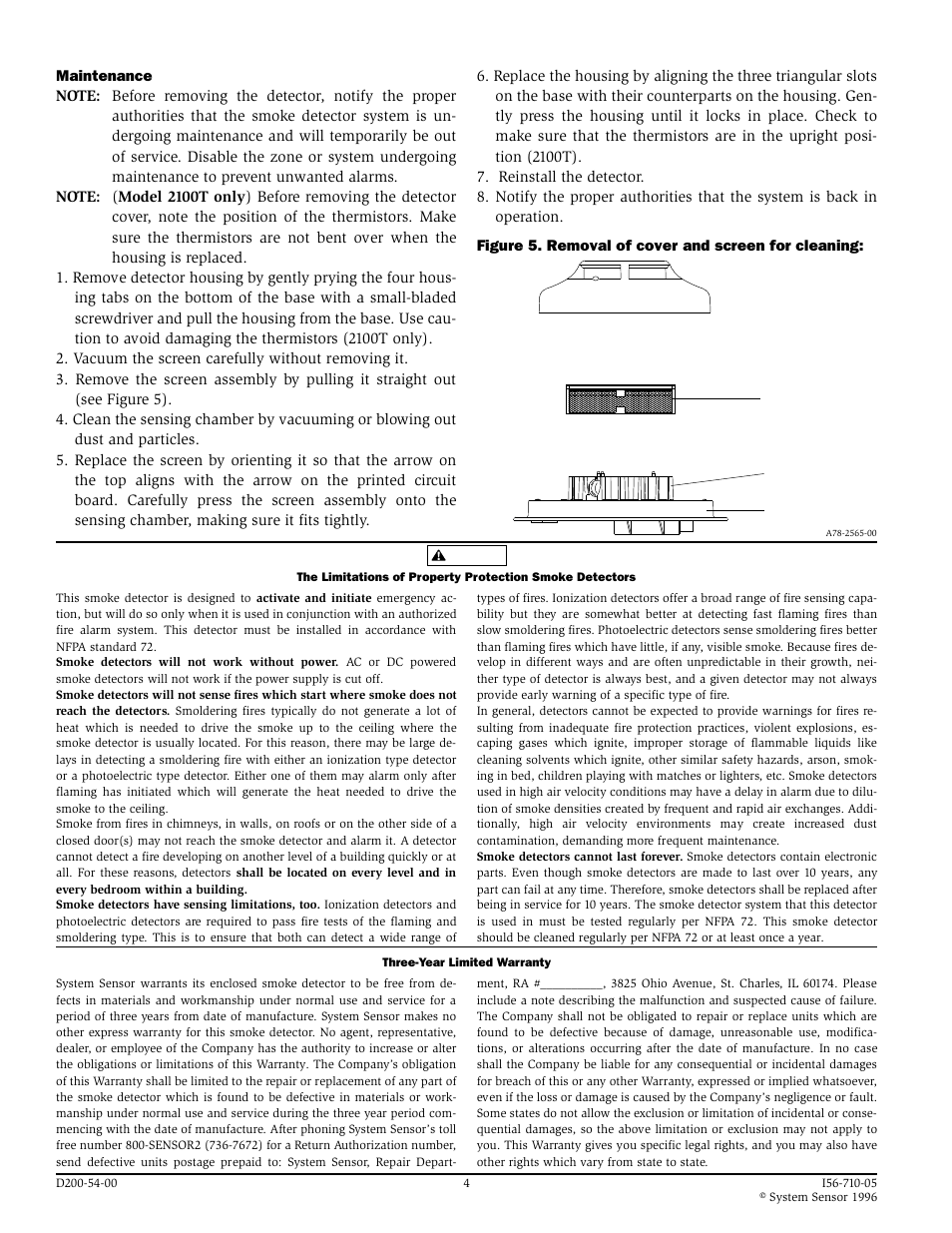 System Sensor 2100 and 2100T Photoelectronic User Manual | Page 4 / 4