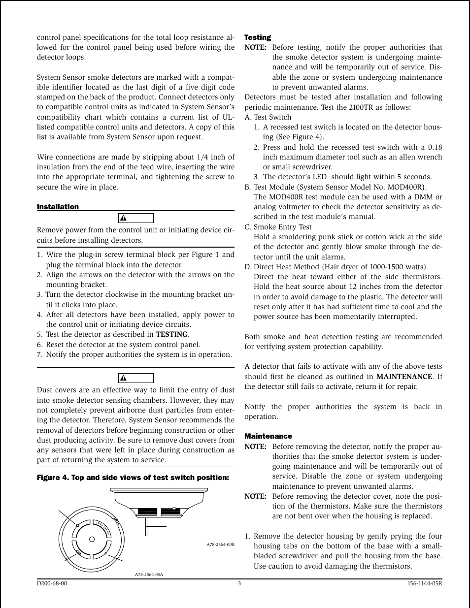 System Sensor 2100TR Photoelectronic User Manual | Page 3 / 4