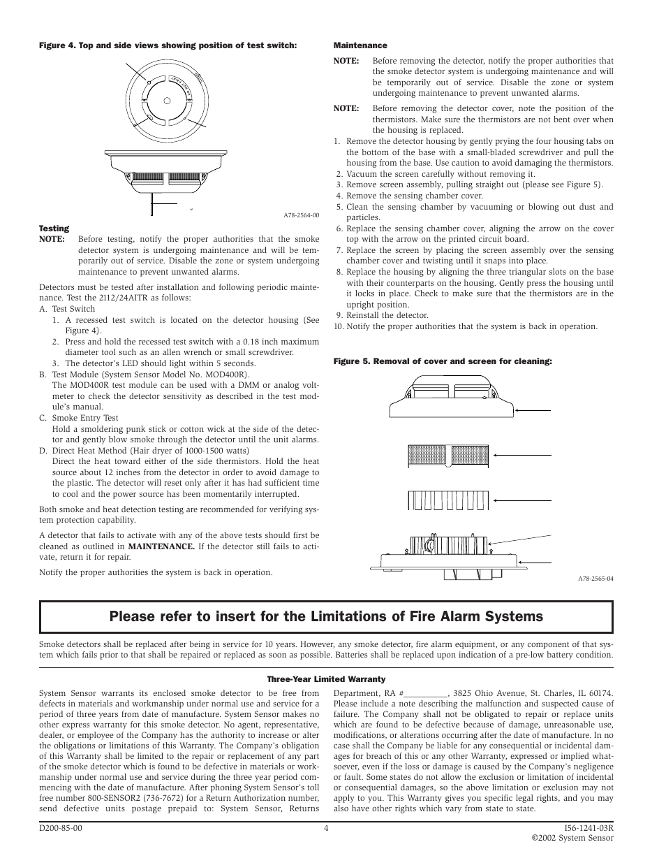 System Sensor 2112_24AITR Photoelectronic User Manual | Page 4 / 4
