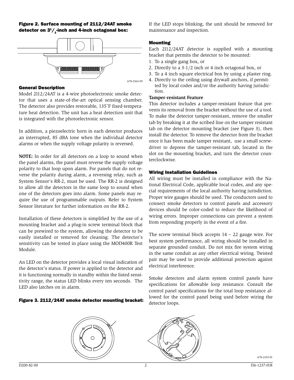 System Sensor 2112_24AT Photoelectronic User Manual | Page 2 / 4