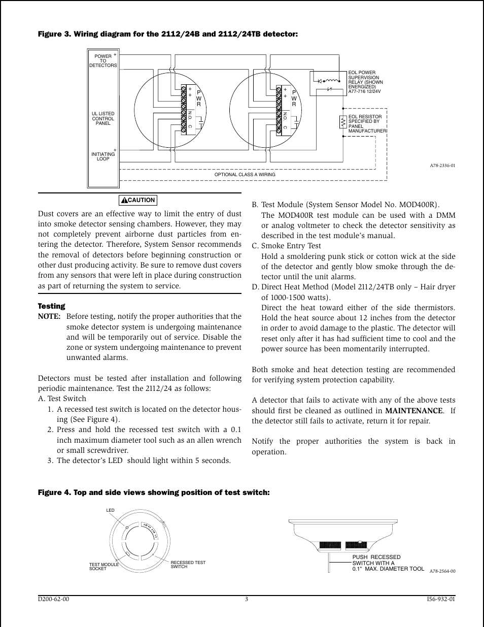 System Sensor 2112_24B and 2112_24TB Photoelectronic User Manual | Page 3 / 4