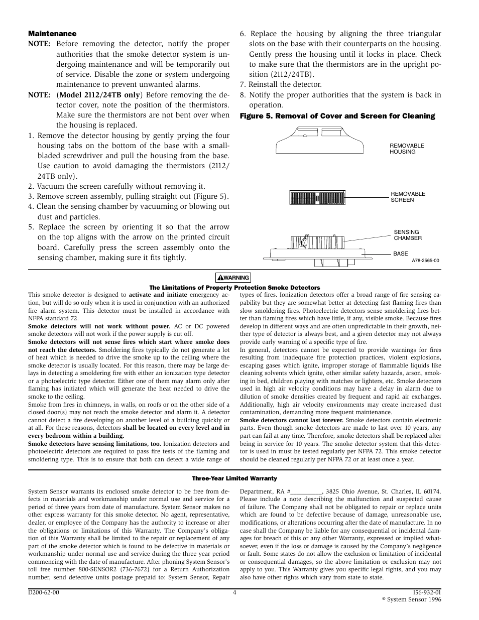 System Sensor 2112_24B and 2112_24TB Photoelectronic User Manual | Page 4 / 4