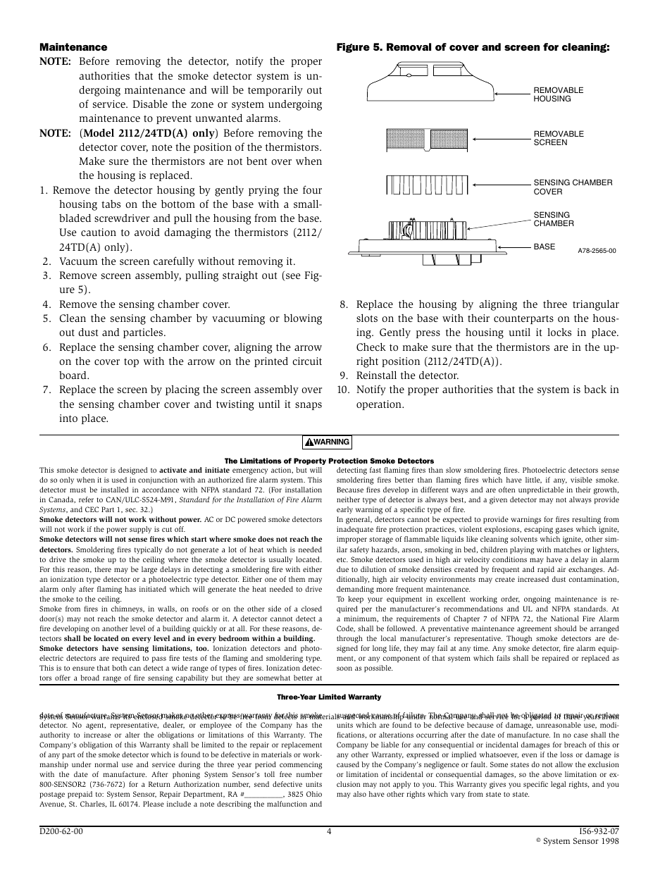 System Sensor 2112_24D and 2112_24TD Photoelectronic User Manual | Page 4 / 4