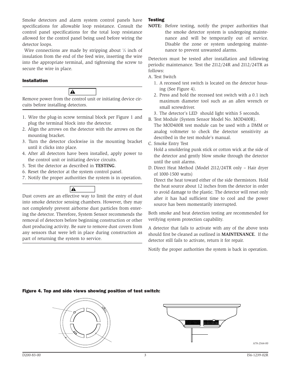 System Sensor 2112_24R and 2112_24TR Photoelectronic User Manual | Page 3 / 4