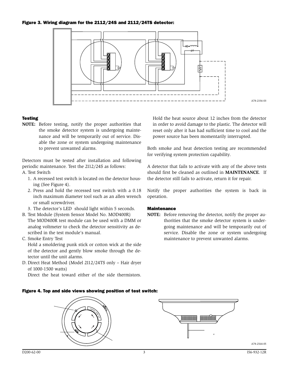 System Sensor 2112_24S and 2112_24TS Photoelectric User Manual | Page 3 / 4