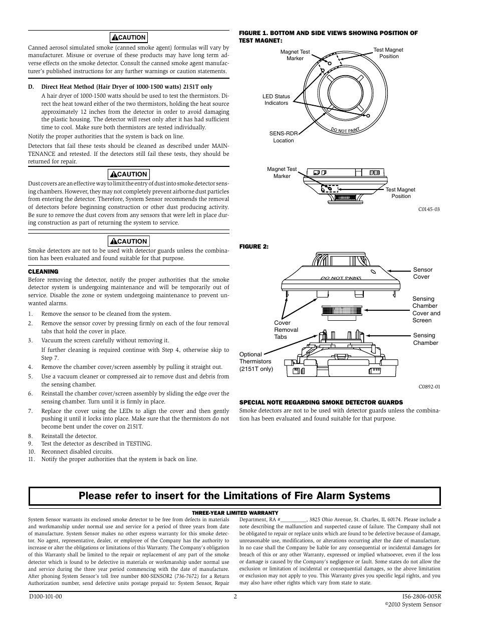 System Sensor 2151 and 2151T Low Profile Photoelectric Plug-in User Manual | Page 2 / 2