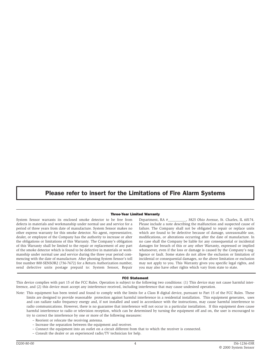 System Sensor 2251 and 2251T Intelligent Photoelectric User Manual | Page 4 / 4