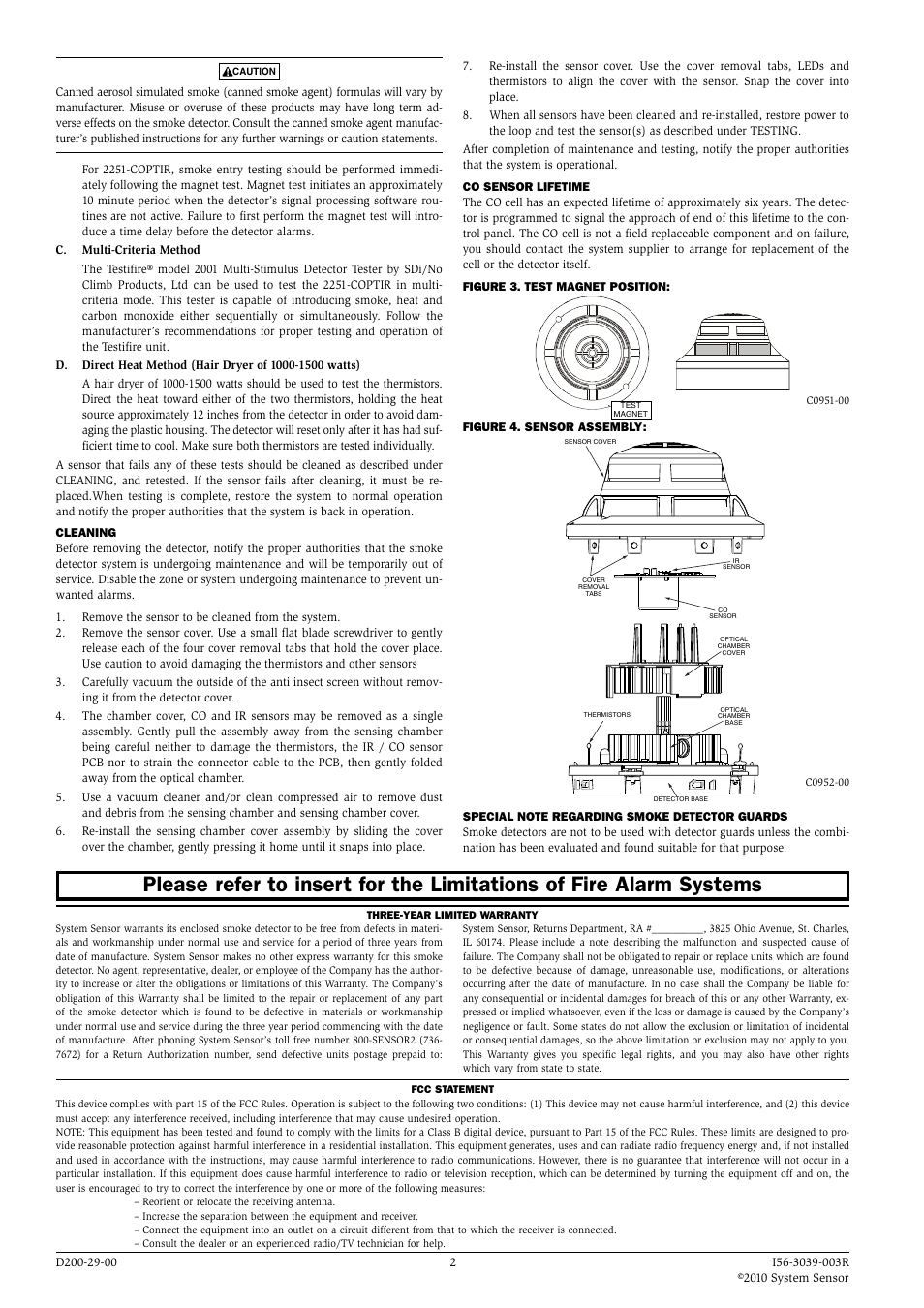 System Sensor 2251-COPTIR Intelligent Photoelectric User Manual | Page 2 / 2