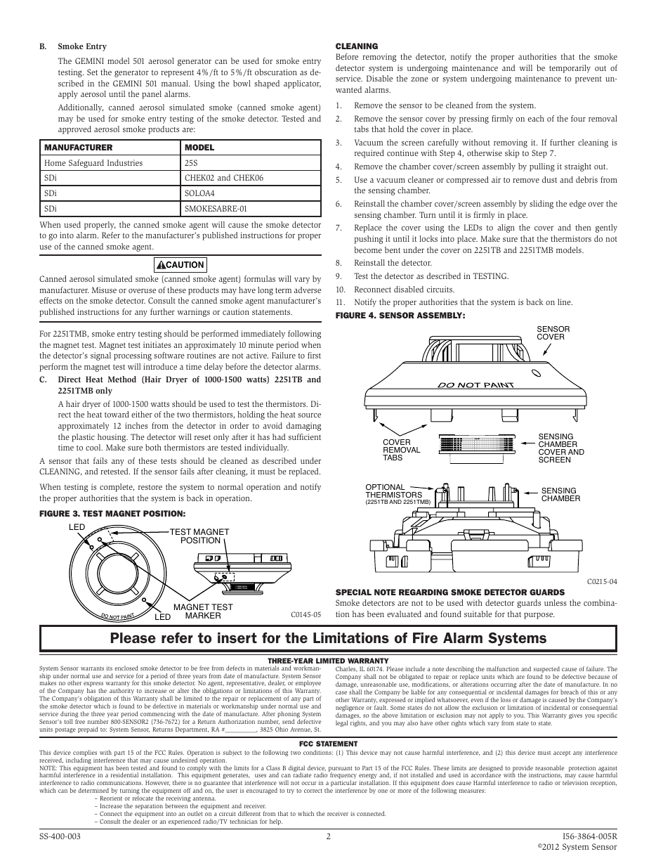 System Sensor 2251B, 2251TB, and 2251TMB Intelligent Photoelectric User Manual | Page 2 / 2