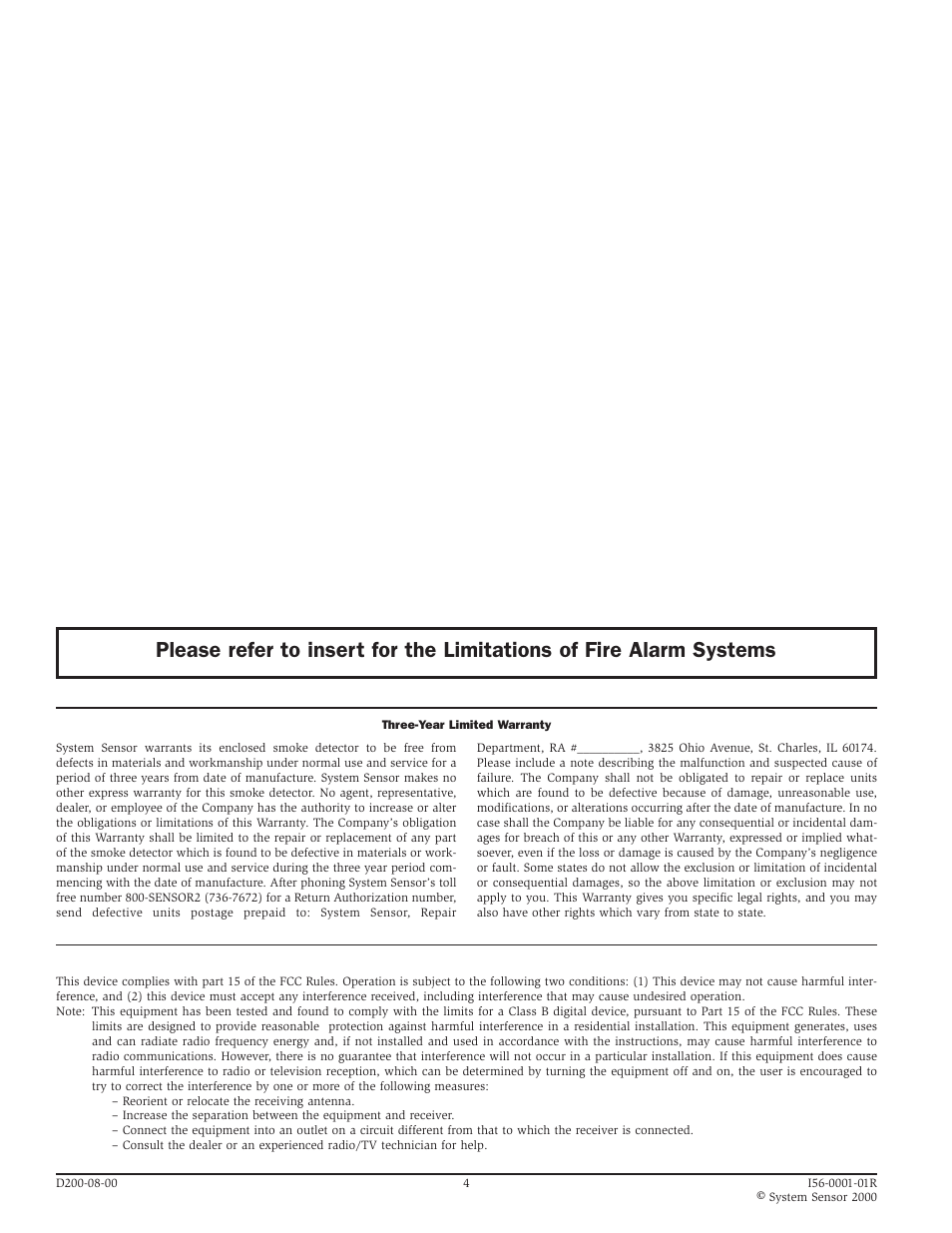 System Sensor 2251TM Intelligent User Manual | Page 4 / 4